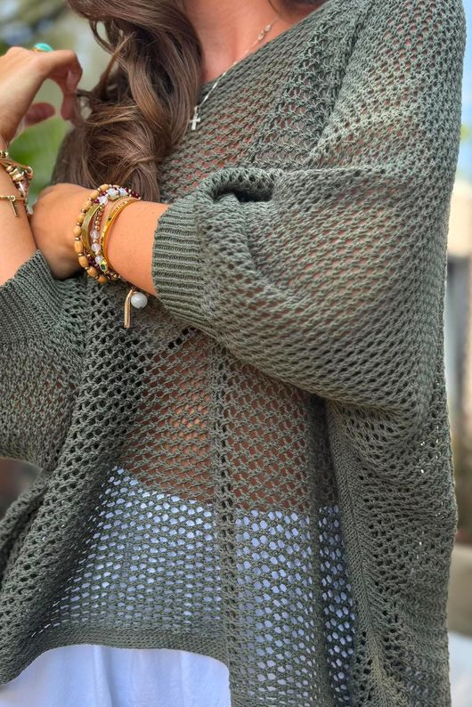 Conrad Grunge Loose Cotton Knit Deep Khaki